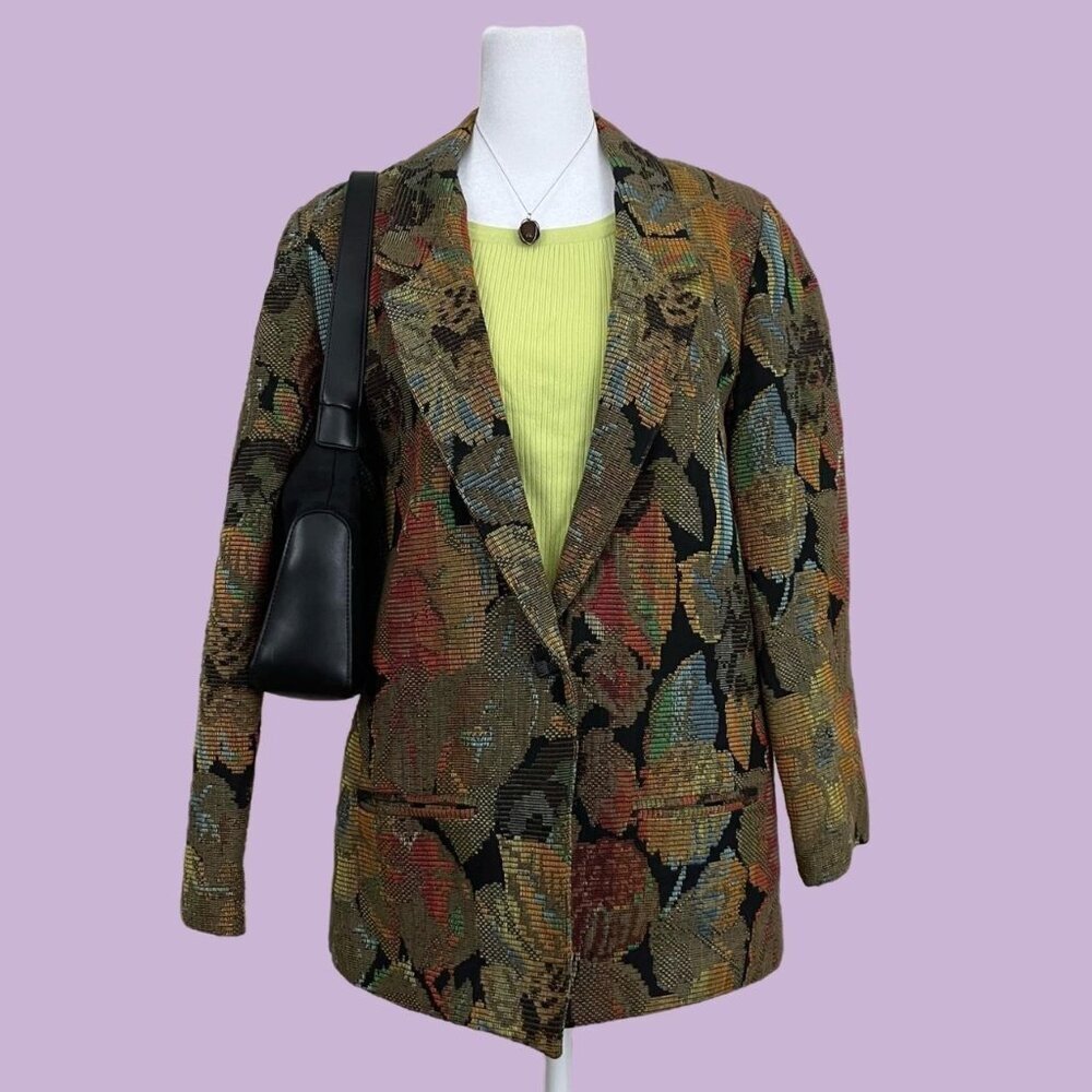 multicolor floral vintage 90s blazer jacket